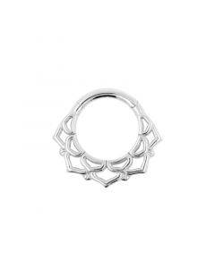 White Gold Click Ring - Ornamental Lotus
