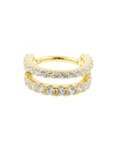 Gold Click Ring Set With Zirconia - Double