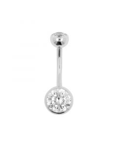 White Gold Belly Ring With Premium Zirconia