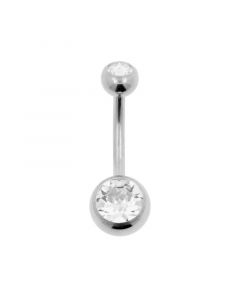 Navelpiercing Met Twee Kristallen