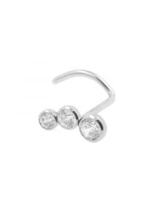 Titanium Nose Stud With Zirconia Bow - Right