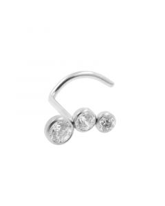 Titanium Nose Stud With Zirconia Bow - Left