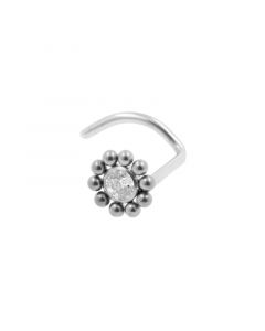 Titanium Nose Stud With Zirconia Cluster