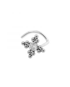 Titanium Nose Stud With Zirconia Cluster