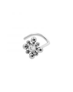 Titanium Nose Stud With Zirconia Cluster